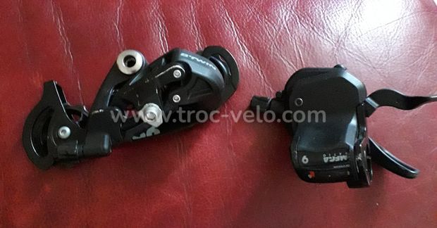 Manette Shifter droit 9v + dérailleur arrière Mega 9 vitesses en Tbé  - 1