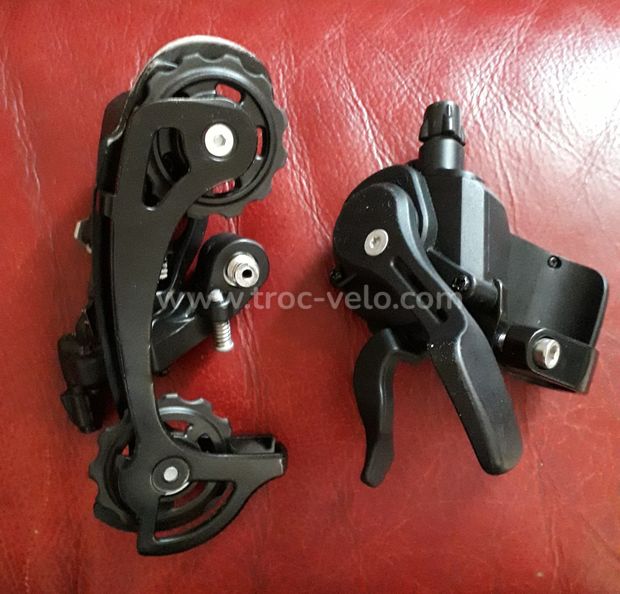 Manette Shifter droit 9v + dérailleur arrière Mega 9 vitesses en Tbé  - 2