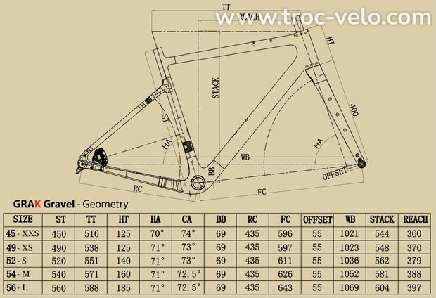 Cadre  cx carbone  -gravel  (full carbone) cbt (  - 7