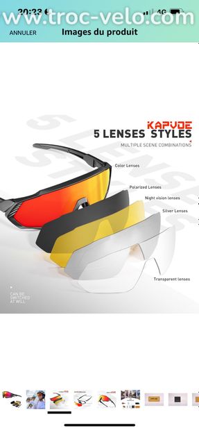 KAPVOE Lunettes de soleil polarisantes pour cyclisme,ensemble de 5 verres interchangeables,lunettes sportives pour hommes et femmes - 1