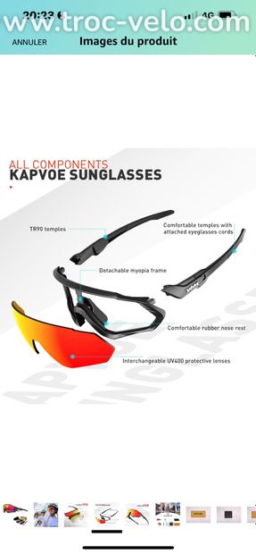 KAPVOE Lunettes de soleil polarisantes pour cyclisme,ensemble de 5 verres interchangeables,lunettes sportives pour hommes et femmes - 2