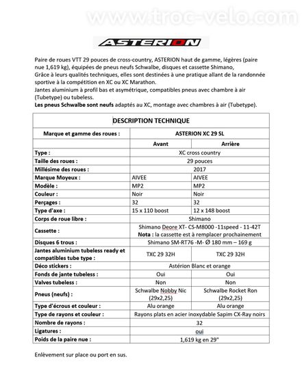 Paire de roues Asterion VTT 29" complètes prêtes à rouler - 11