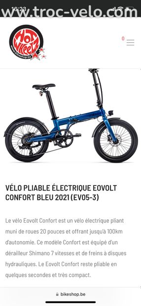 Vends vélo Eovolt pliable Électrique  - 1