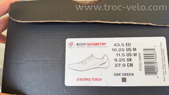 Chaussures SPECIALIZED S-Works Torch – Carbone – Taille 43,5 - Oak Green - 11