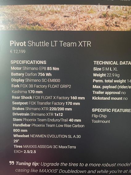 VTTAE PIVOT SHUTTLE LT TEAM XTR ODO 191 KMS / CADRE L - 5