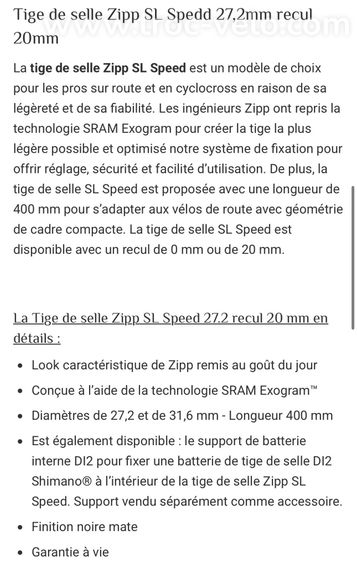 Tige de selle zipp sl speed carbone  - 3