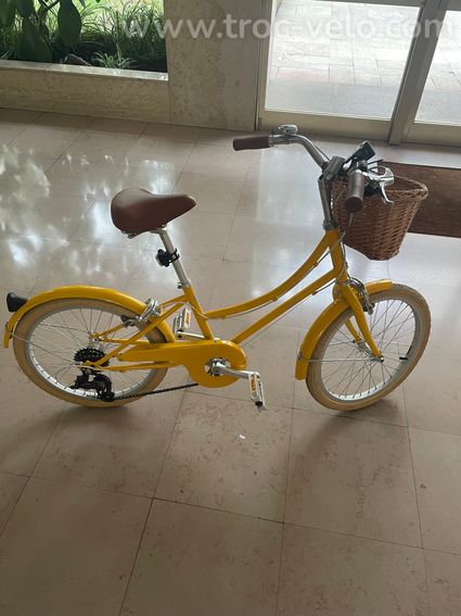 Vélo enfant Bobbin Gingersnap 20" — Jaune, panier osier - 2