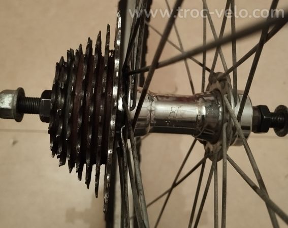 Roue arrière vtt 26p vintage Rigida aluminium 559x20 + roue-libre Simplex 7v en Bé - 4