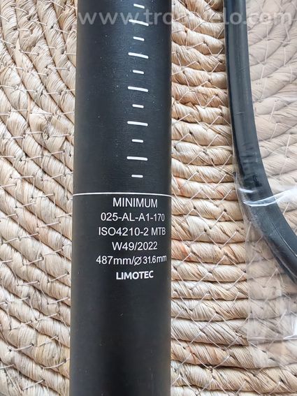 Tige de selle télescopique limotec en 170 de débattement en 31.6  - 2