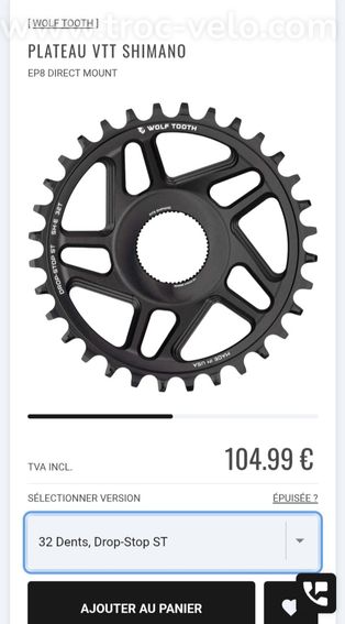Pedalier Shimano EP8 XTR 160mm + Plateau woolTouth T-TYPE - 3