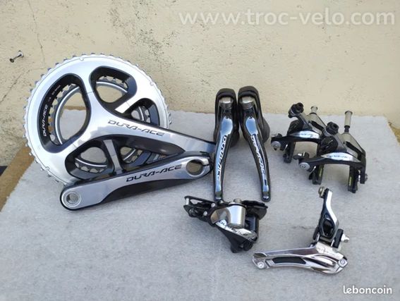 Groupe shimano Dura Ace 9000, manettes, dérailleurs, pédalier, vélo route course carbone  - 2