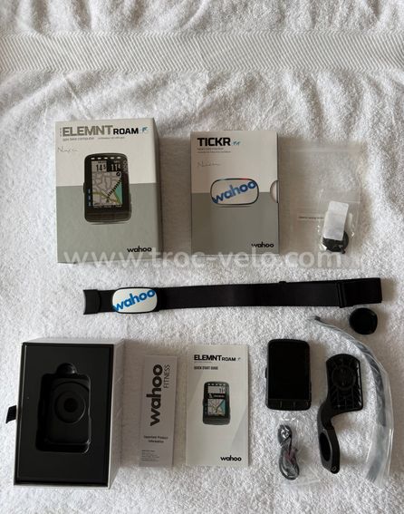 Compteur vélo gps haute gamme Wahoo élément roam avec ceinture cardio