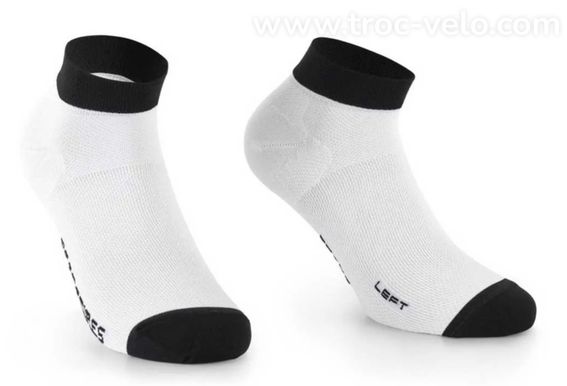 Chaussettes d'été basses ASSOS RS Socks Superleger blanches, taille 43-46