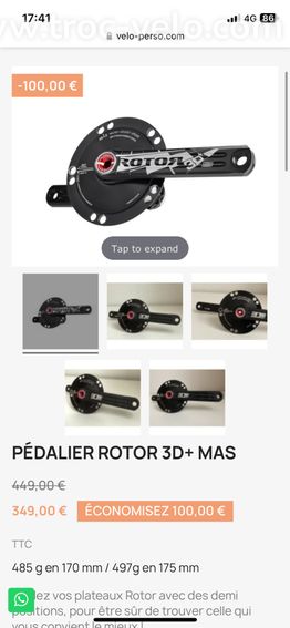 Pédalier Rotor 3D+ mas neuf Qrings - 3