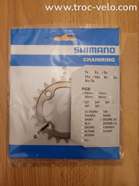 Plateau intérieur shimano xt m782 22t 10v - 1