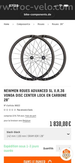 Roue Gravel Newmen sl xr advanced 36 mm