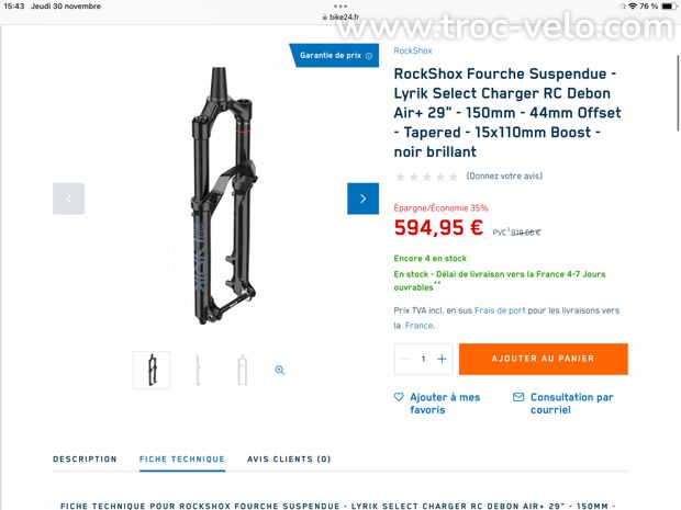 LYRIK SELECT+ CHARGER 2.1 RC2 29" DeBonAir 150mm BOOST Neuve  - 9