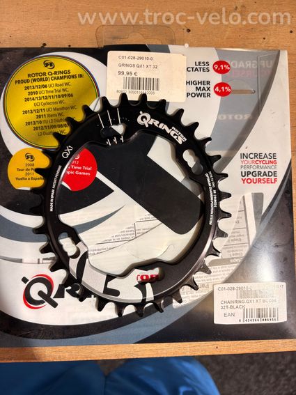 Plateau ovale Rotor Q-Rings QX1 XT 32T - 96 BCD (Shimano) - Neuf - 2