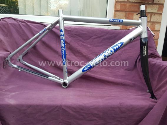 Cadre vélo de route Ambrosio Guido 7005 avec fourche carbone. Taille 50/52 cm.