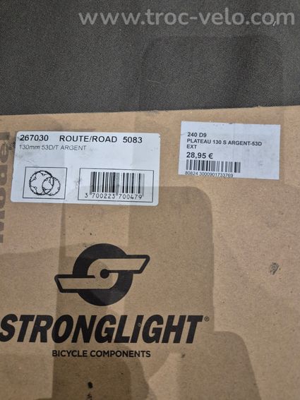 Plateau vélo strongliht 9 10 vitesses 53 dents BCD 130mm neuf - 2