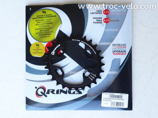 Plateau VTT ROTOR Q-RINGS QX2 BCD64 26 dents neuf - 1