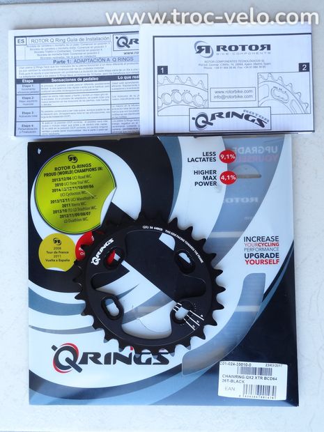 Plateau VTT ROTOR Q-RINGS QX2 BCD64 26 dents neuf - 10