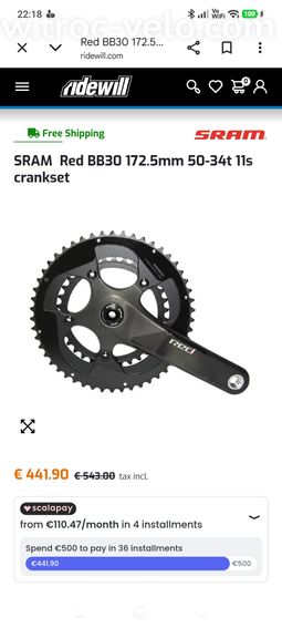 Pédalier carbone SRAM RED BB30 NEUF - 7