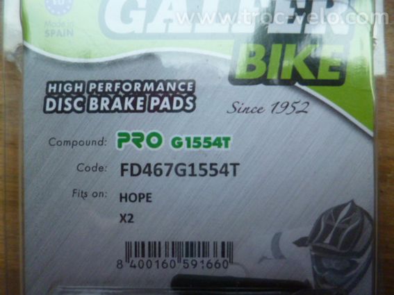 plaquettes de frein galfer pro 1554T pour hope xcr neuves - 7