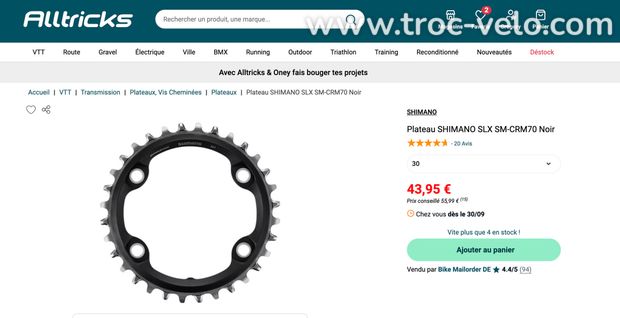 Plateau VTT SHIMANO SLX SM-CRM70 30 dents - 1