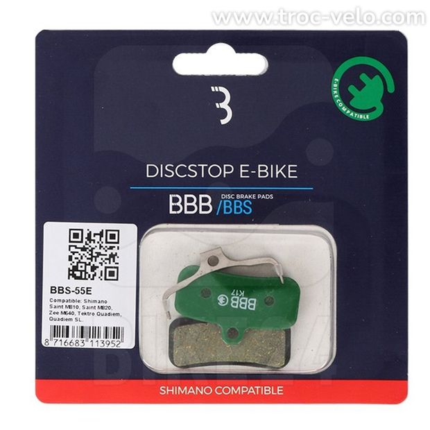 Plaquettes de Frein VAE Organiques BBB BBS-55E pour Shimano/TRP/Tektro - 2