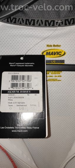 Maillot manches courtes été MAVIC Aksium blanc taille L - 2