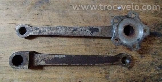 Pédalier ancien a clavettes 170mm acier en Bé