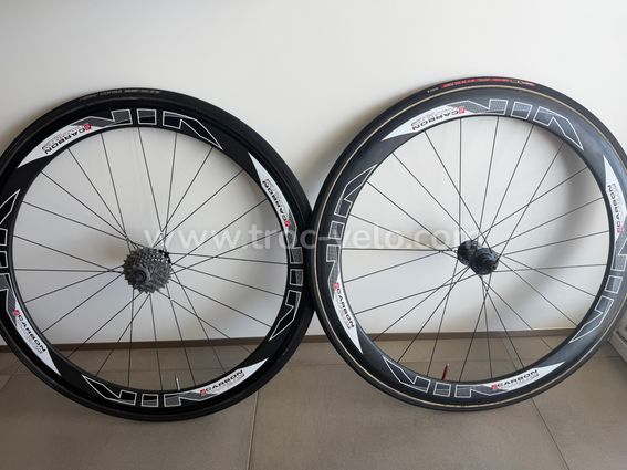 Paire de roue carbone artisanale ligaturées 11 vitesses à boyaux