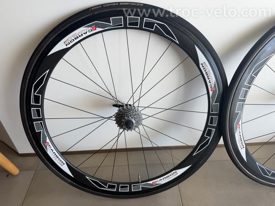 Paire de roue carbone artisanale ligaturées 11 vitesses à boyaux  - 2