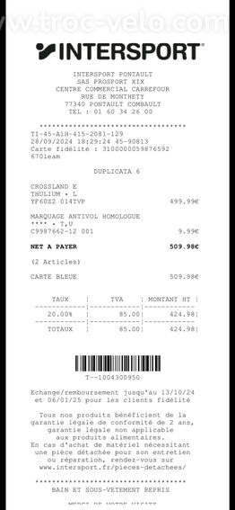 Prix negociable ouvert a toutes propositions VeloVTC Nakamura CROSSLAND E THULIUM • L YF60Z2 014TVP  - 10