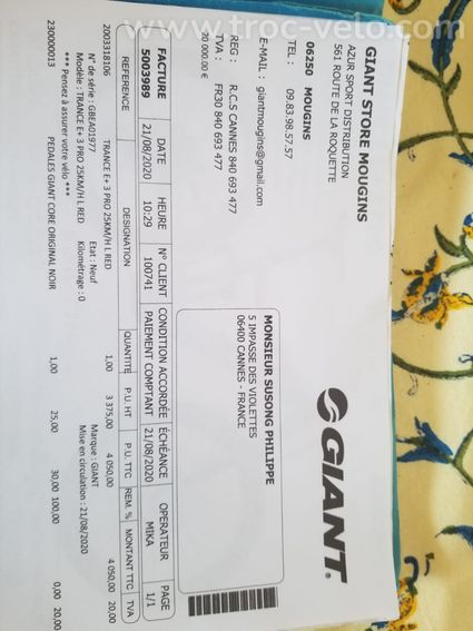vente d'un vttae GIANT TRANCE E+ 3 PRO de 2020 taille L - 2
