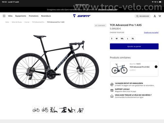 Giant TCR Advanced Pro 1 État NEUF - 4