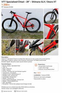 vtt Specialized Chisel 29” taille M – Shimano SLX ... - 1
