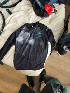 Maillot VTT manches longues imprimé, noir/gris tai... - 1