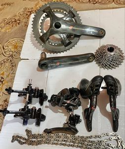 Groupe Campagnolo Record Carbone/Centaur 10V Triple Longue Chappe TBE - Équipements vélos