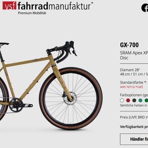 Gravel VSF Fahrradmanufaktur GX-700 sram Apex AXS ... - 1